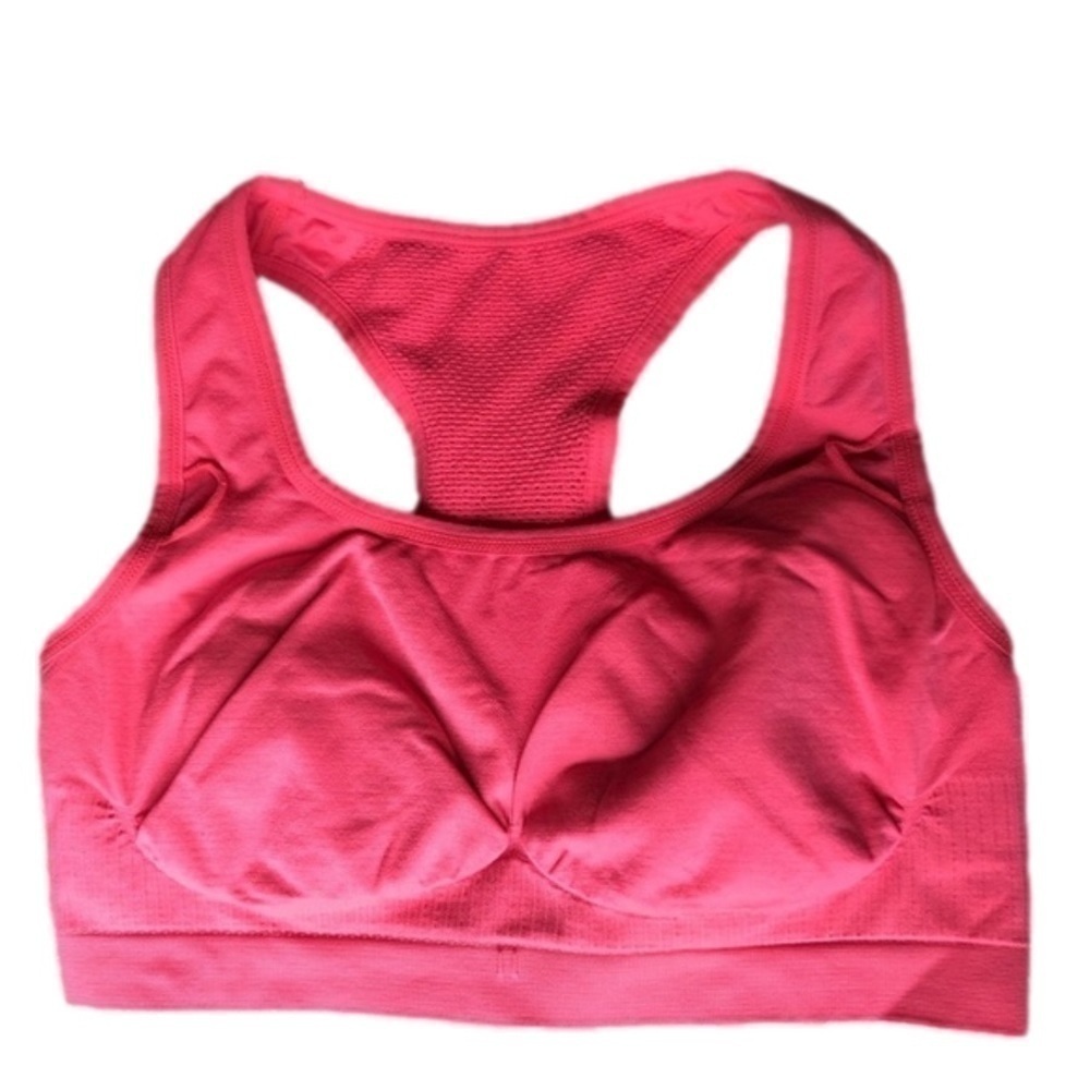 Neon coral medium impact racer back sports bra size medium